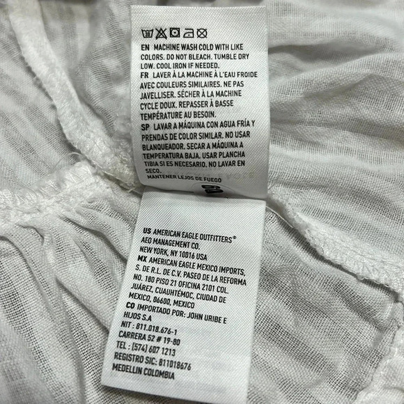 AE,peplum,front tie knot,peasant sleeves top, linen cotton,striped,NWT,striped - Picture 13 of 15